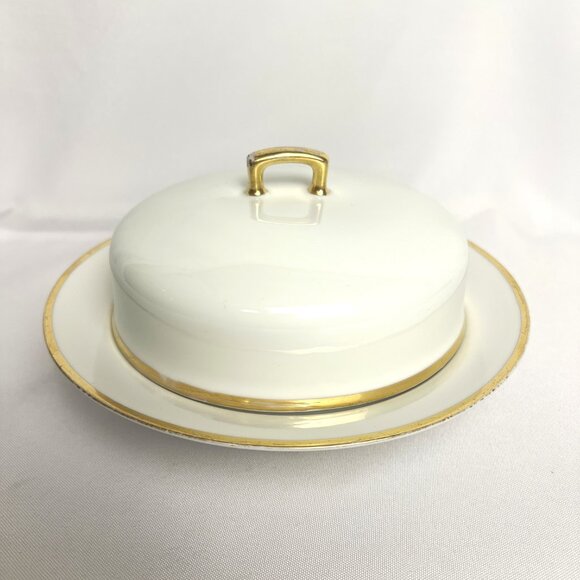 Antique Czech Porcelain Vintage Butter Dish Bohemia Devon 18K Early 20th Century - Picture 11 of 13